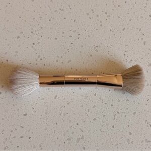 Patrick Ta Double-Ended Face Brush in Silver and White